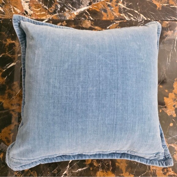Pottery Barn Soft Washed Denim 20x20 Accent Throw Pillow Cover Worn Look - Picture 2 of 11